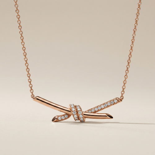 T Knot Pavé Pendant Necklace