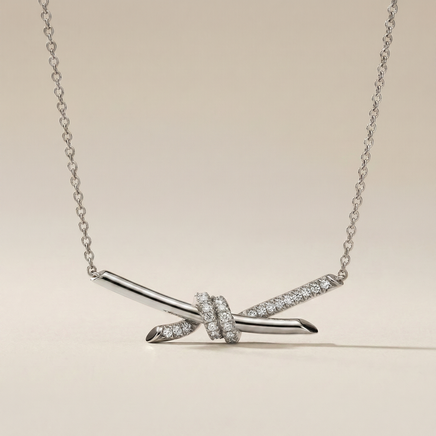 T Knot Pavé Pendant Necklace