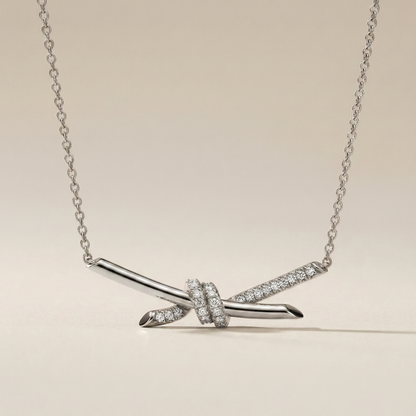 T Knot Pavé Pendant Necklace