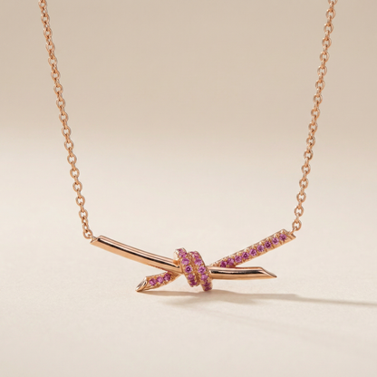 T Knot Pavé Pendant Necklace