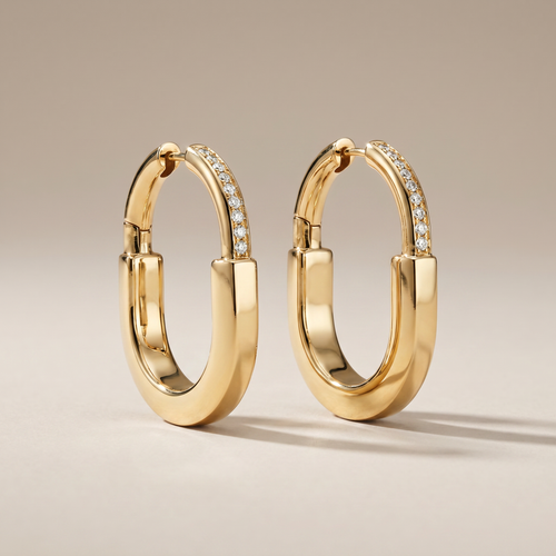 T Lock Medium Hoop Earrings