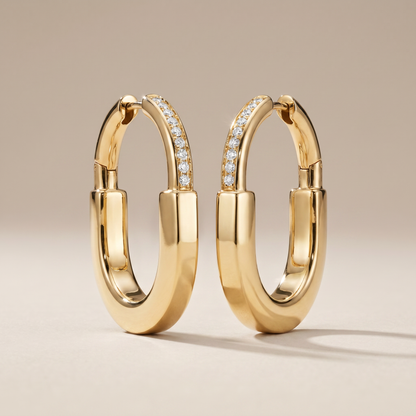 T Lock Medium Hoop Earrings