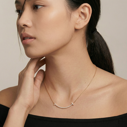 T Medium Pavé Pendant Necklace