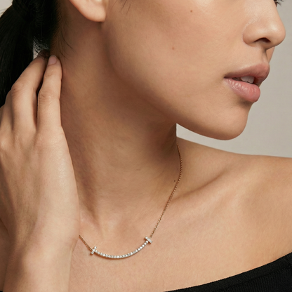 T Medium Pavé Pendant Necklace