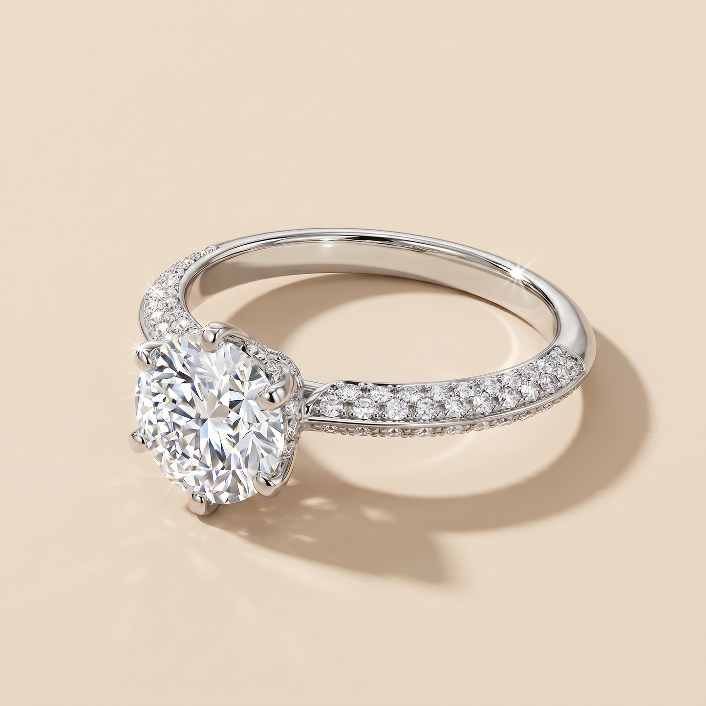 T Pavé Setting Engagement Ring