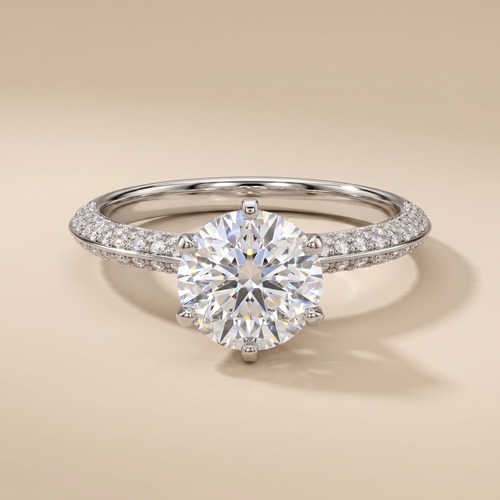T Pavé Setting Engagement Ring