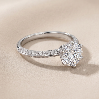 T Pavé Setting Engagement Ring