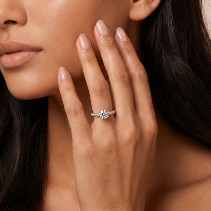 T Pavé Setting Engagement Ring