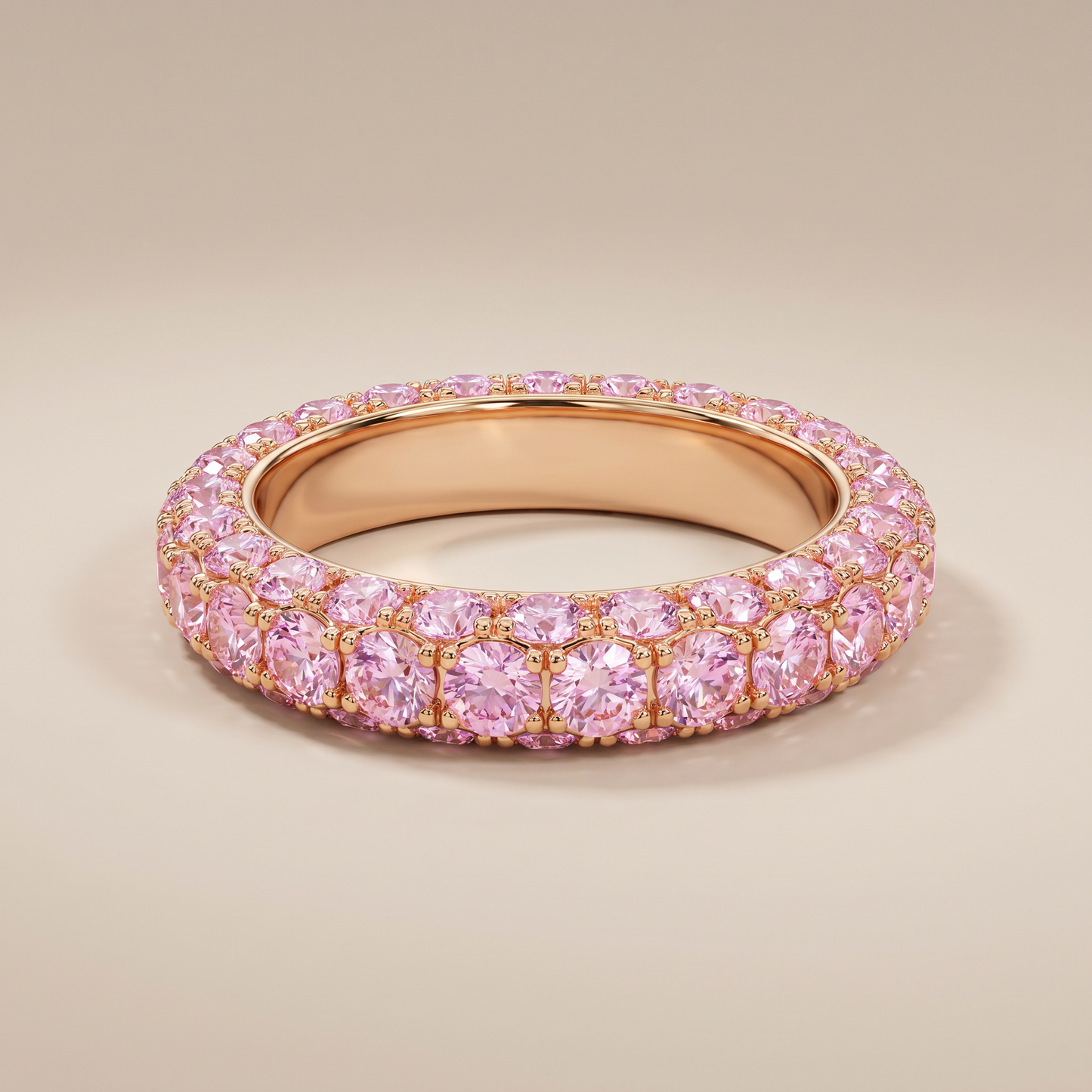 T Pink Crystal Eternity Pavé Band Ring