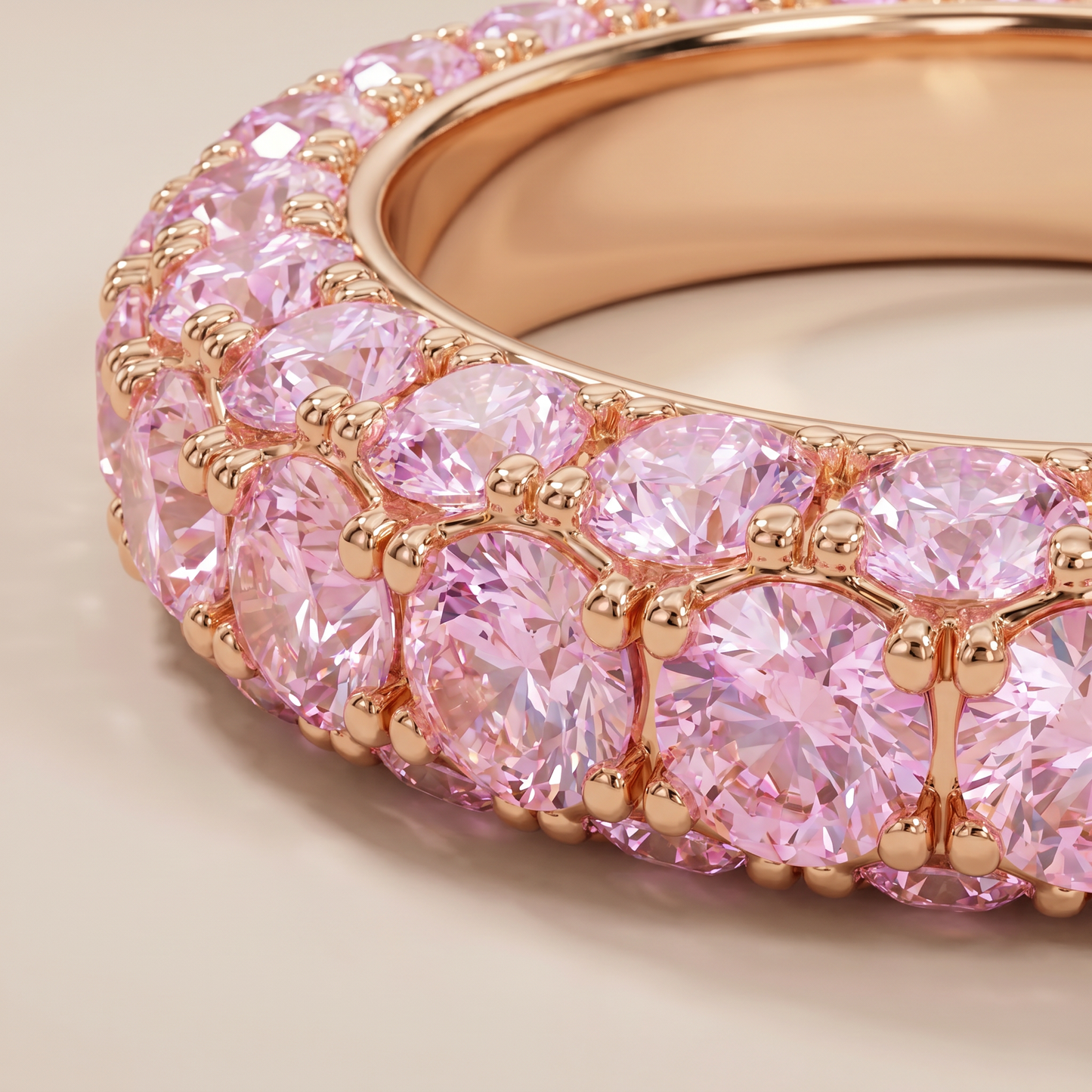 T Pink Crystal Eternity Pavé Band Ring