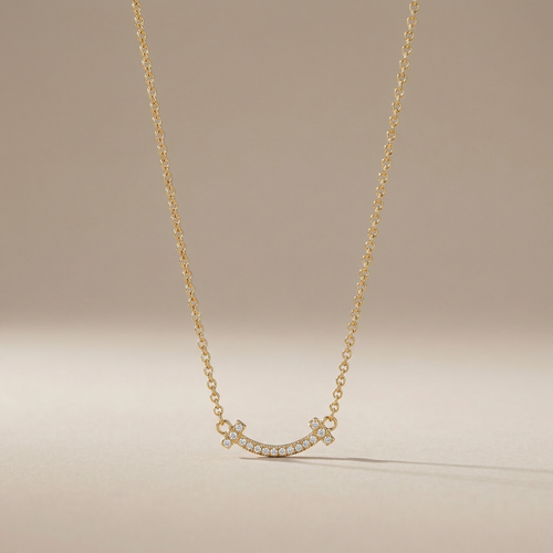 T Small Diamond Pavé Pendant Necklace