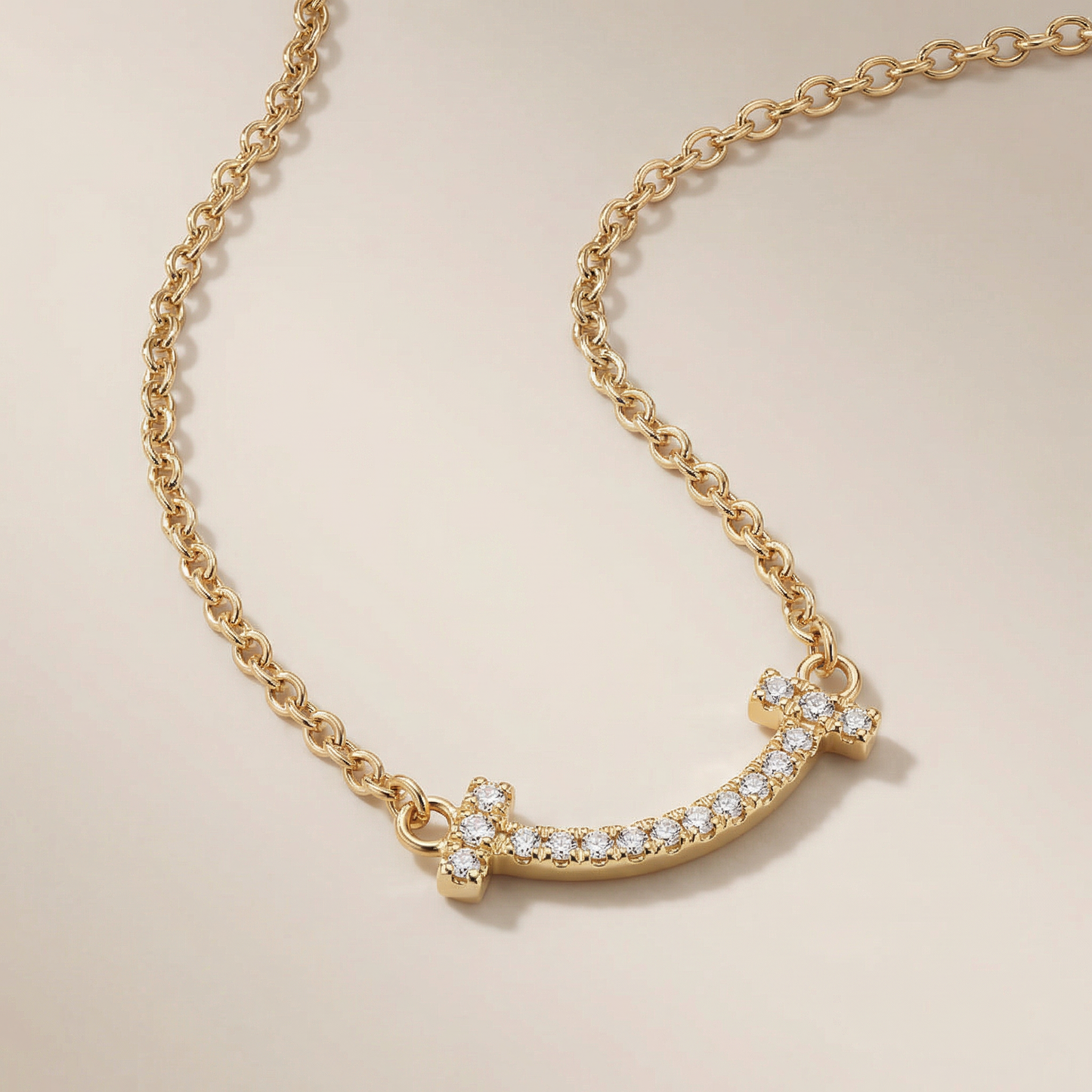 T Small Diamond Pavé Pendant Necklace