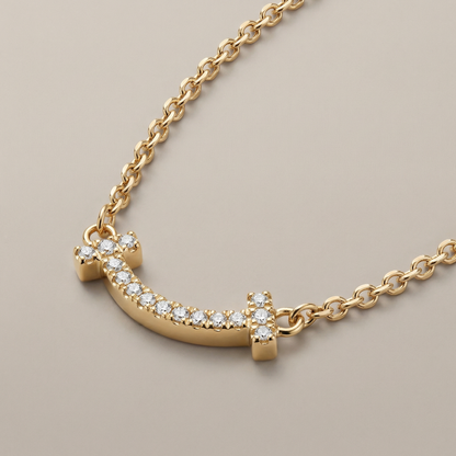 T Small Diamond Pavé Pendant Necklace