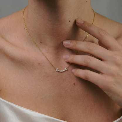 T Small Diamond Pavé Pendant Necklace