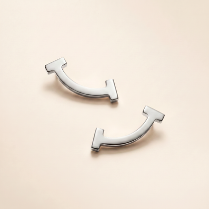 T Smile Hoop Stud Earrings