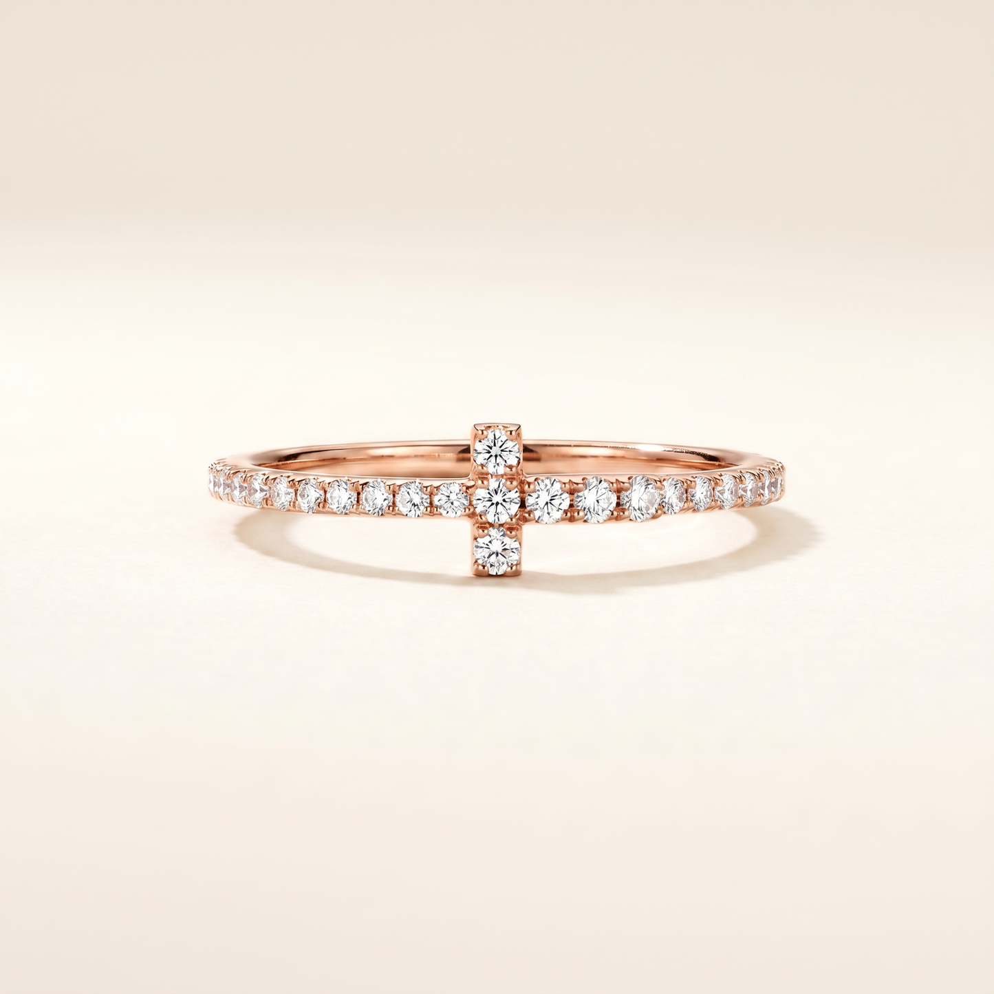T Wire Pavé Diamonds Band Ring