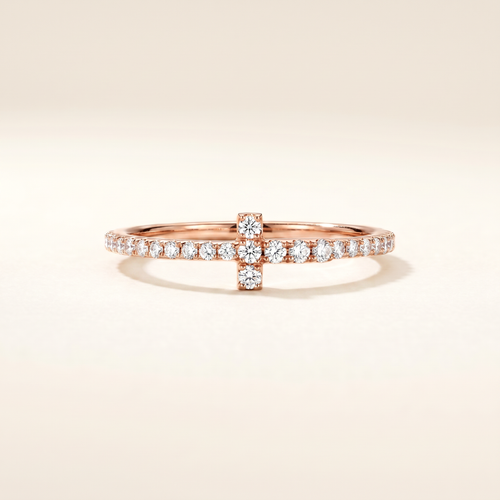 T Wire Pavé Diamonds Band Ring