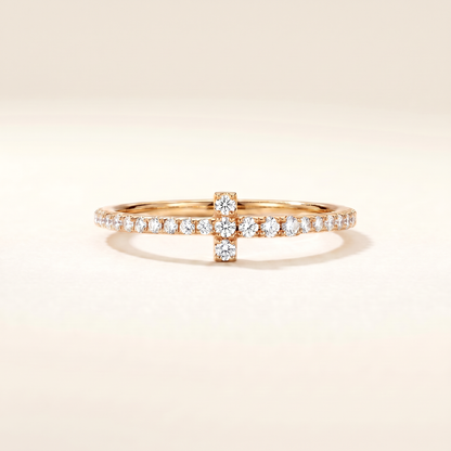 T Wire Pavé Diamonds Band Ring