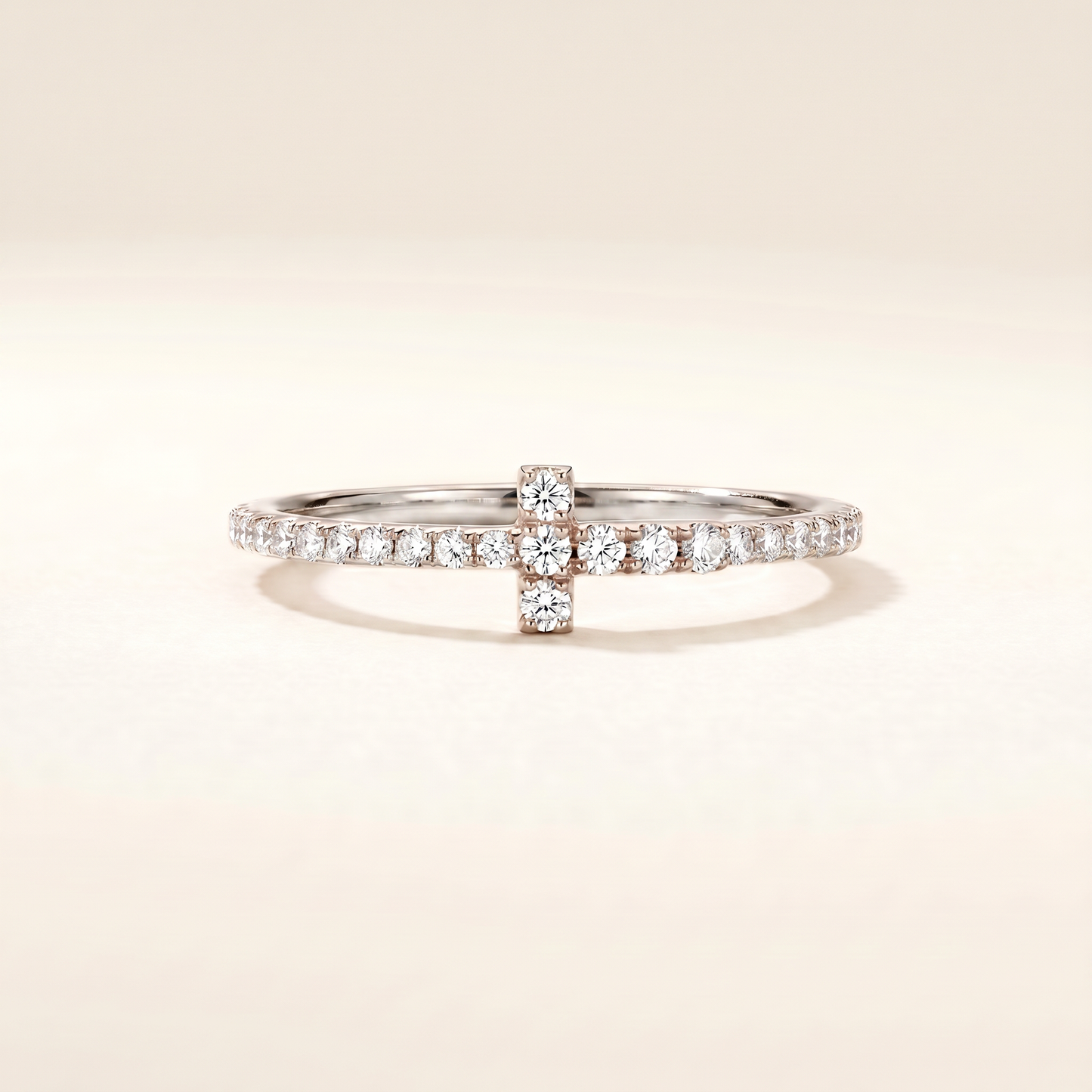 T Wire Pavé Diamonds Band Ring