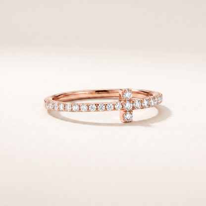 T Wire Pavé Diamonds Band Ring