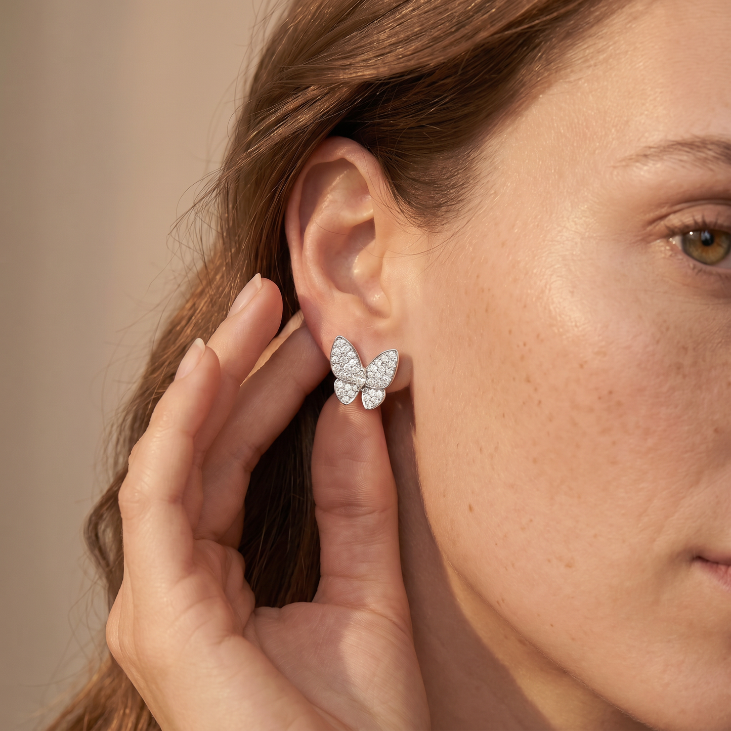 Two Butterfly Pavé Diamonds Earrings