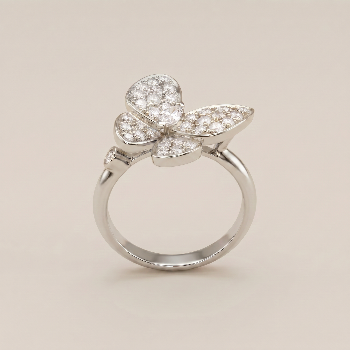 Two Butterfly Pavé Diamonds Ring