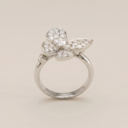Two Butterfly Pavé Diamonds Ring