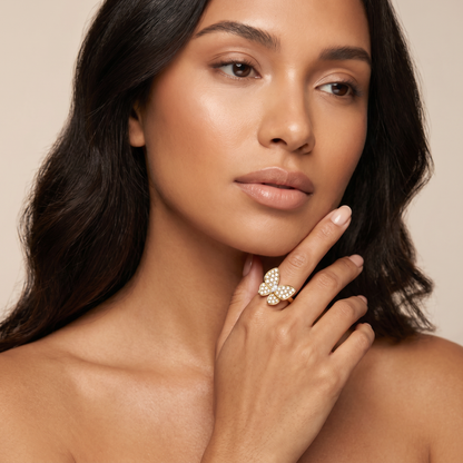 Two Butterfly Pavé Diamonds Ring