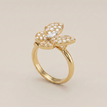 Two Butterfly Pavé Diamonds Ring