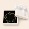 Vintage Five-Motif Malachite Clover Bracelet