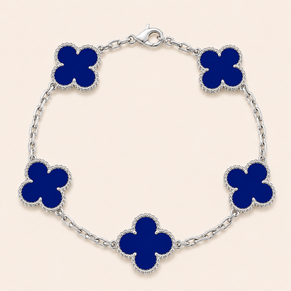 Vintage Five-Motif Blue Stone Clover Bracelet