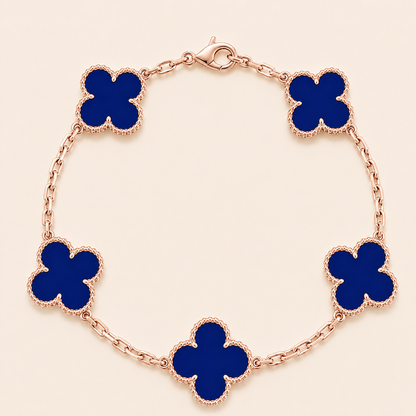 Vintage Five-Motif Blue Stone Clover Bracelet