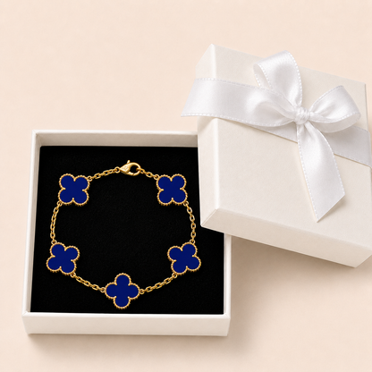 Vintage Five-Motif Blue Stone Clover Bracelet
