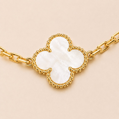 Vintage Five-Motif Mother-of-Pearl Clover Bracelet