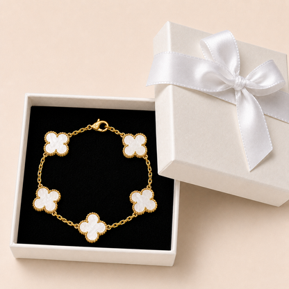 Vintage Five-Motif Mother-of-Pearl Clover Bracelet