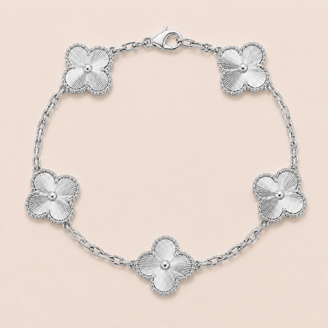 Vintage Five-Motif Guilloché Clover Bracelet