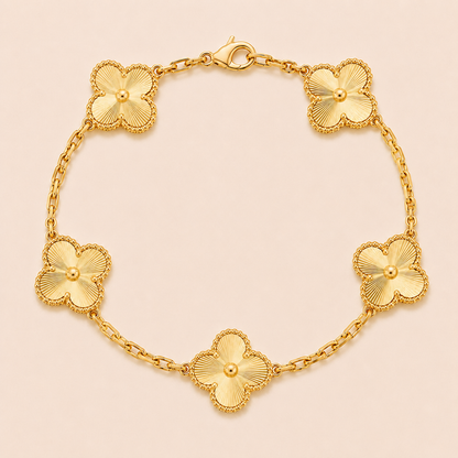 Vintage Five-Motif Guilloché Clover Bracelet