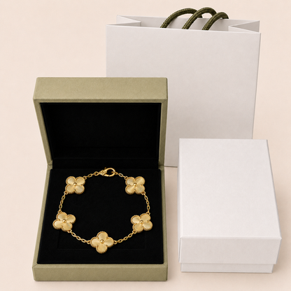 Vintage Five-Motif Guilloché Clover Bracelet