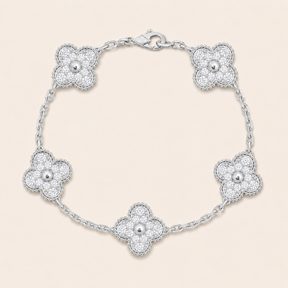 Vintage Five-Motif Pavé Clover Bracelet
