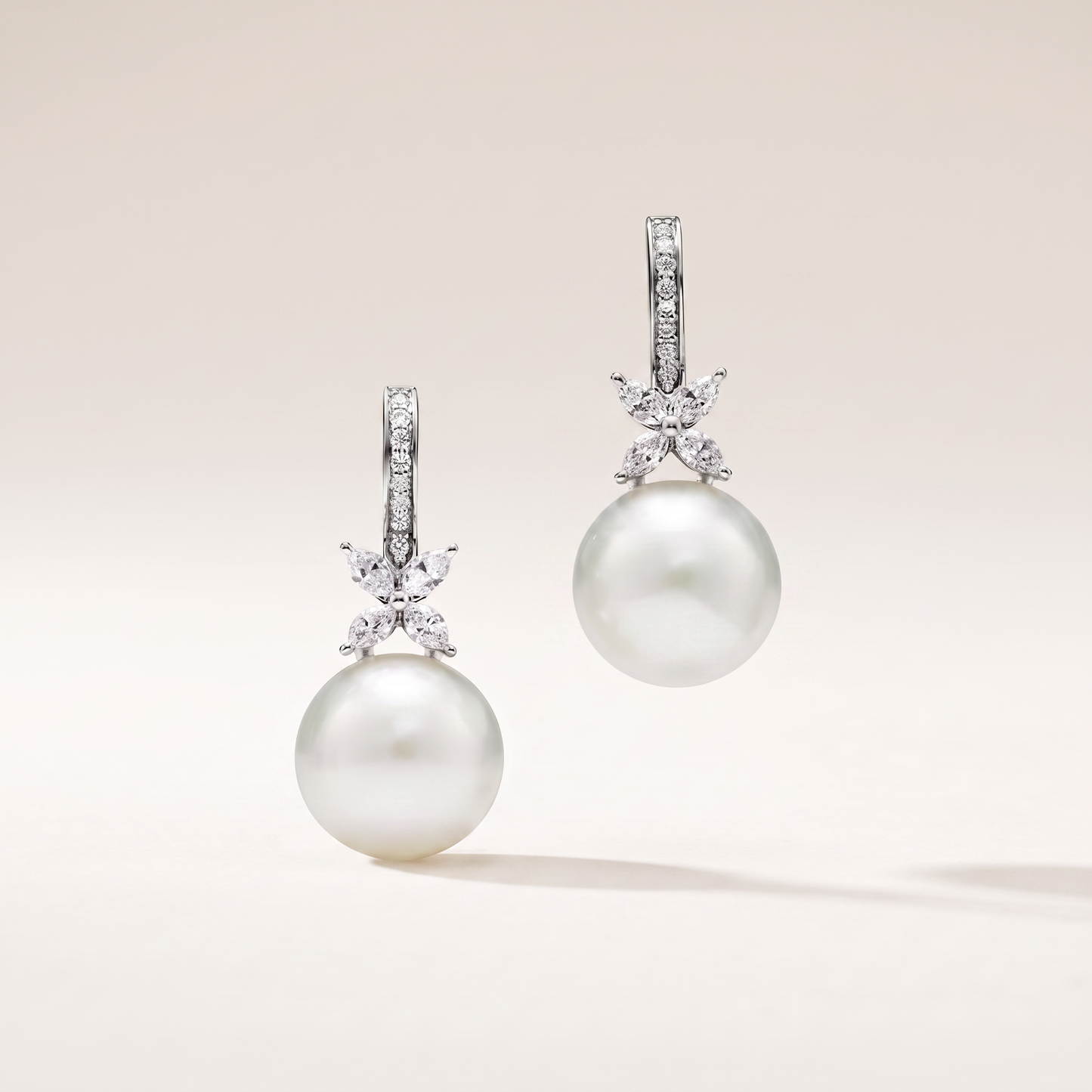 Victoria Pearl And Diamonds Earrings