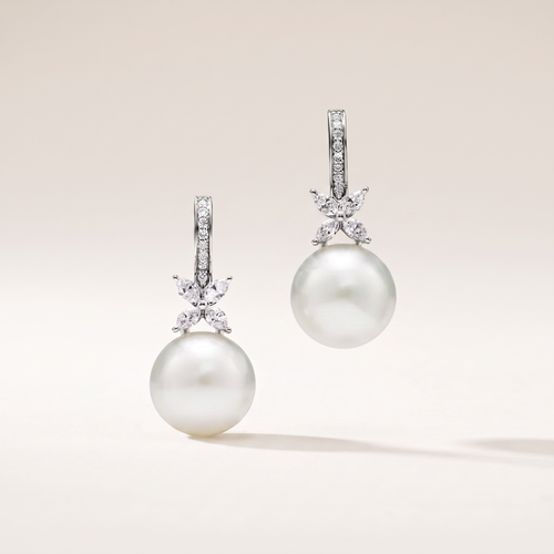 Victoria Pearl And Diamonds Earrings