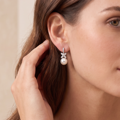 Victoria Pearl And Diamonds Earrings