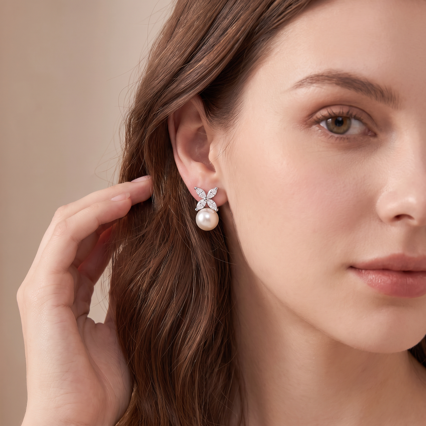 Victoria Pearl And Diamond Stud Earrings