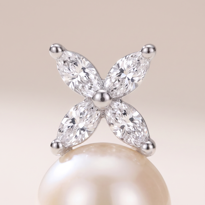 Victoria Pearl And Diamond Stud Earrings