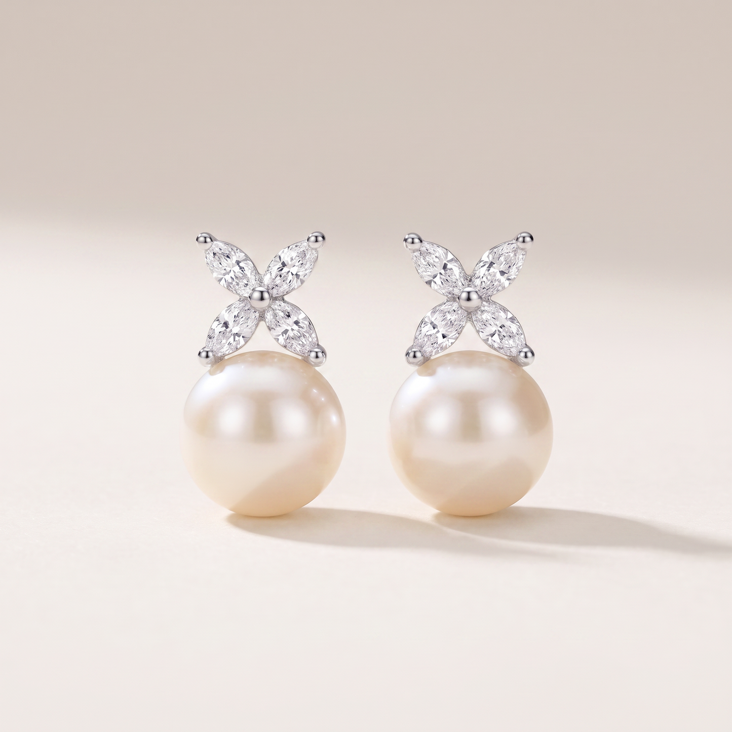 Victoria Pearl And Diamond Stud Earrings