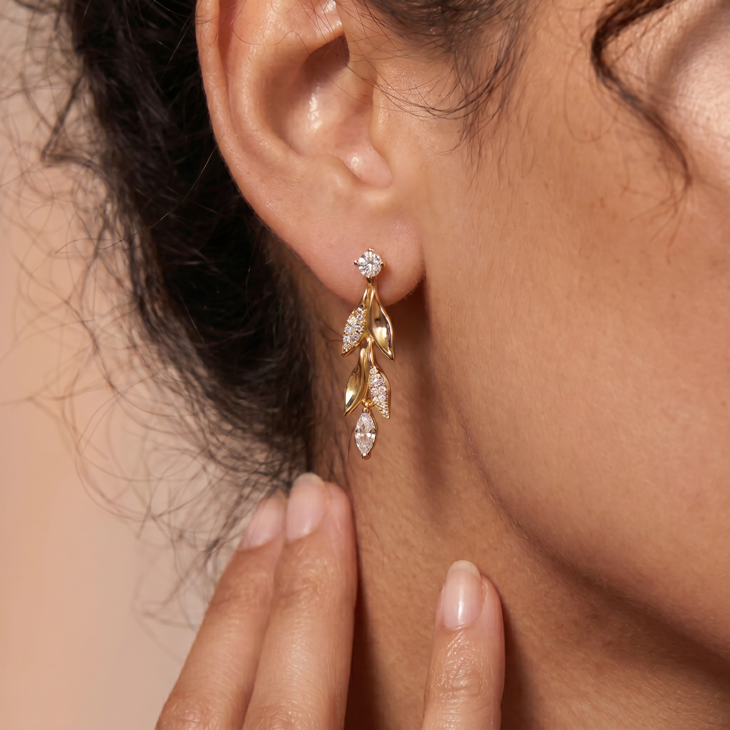 Vine Convertible Pavé Diamonds Drop Earrings