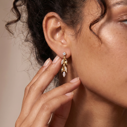 Vine Convertible Pavé Diamonds Drop Earrings