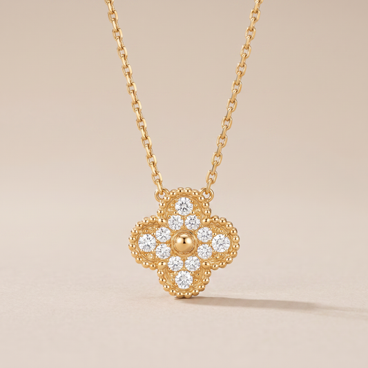 Vintage Alhambra 1 Pavé Motif Necklace