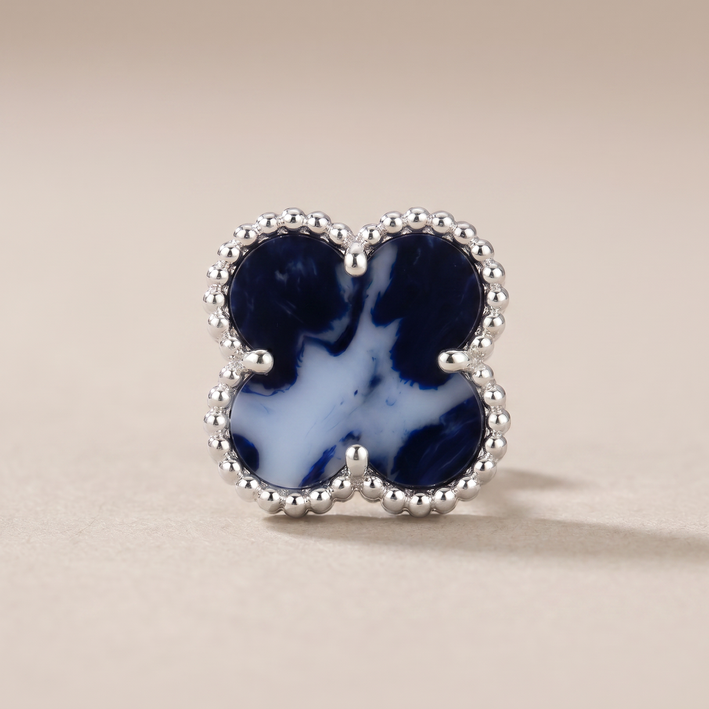 Vintage Alhambra Blue Enamel Earrings