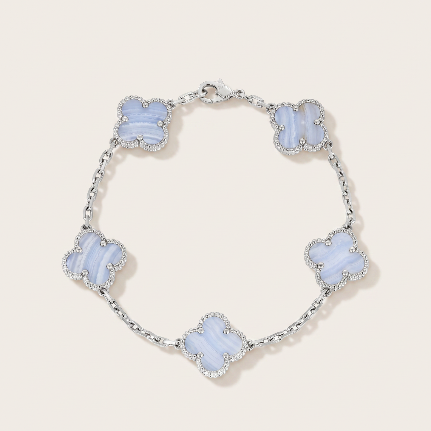 Vintage 5 Motifs Chalcedony Clover Bracelet